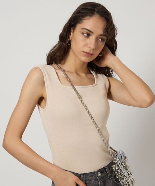 green label relaxing(グリーンレーベルリラクシング)の「デコルテ フライス タンクトップ -抗菌-(タンクトップ・レディース・レッド/ベージュ/その他1/オフホワイト/ブラック/モカ/ブラウン系・FREE)」の13枚目の写真