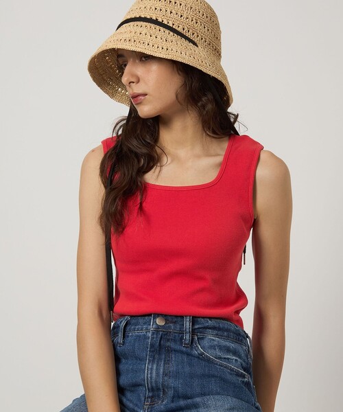 green label relaxing(グリーンレーベルリラクシング)の「デコルテ フライス タンクトップ -抗菌-(タンクトップ・レディース・レッド/ベージュ/その他1/オフホワイト/ブラック/モカ/ブラウン系・FREE)」の18枚目の写真