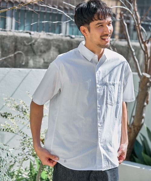 FOUND GOOD(ファウンドグッド)の「ストライプSSシャツ(シャツ/ブラウス・メンズ・ブラック/ホワイト系1/グレー系/ブルー系・XL/L/M)」の2枚目の写真