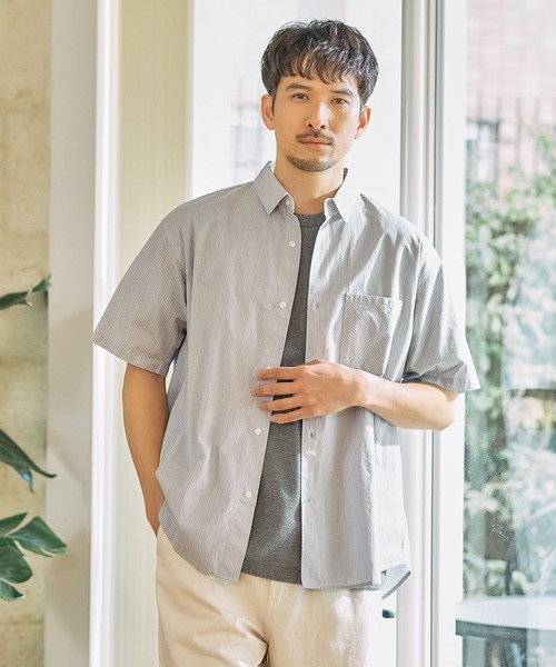 FOUND GOOD(ファウンドグッド)の「ストライプSSシャツ(シャツ/ブラウス・メンズ・ブラック/ホワイト系1/グレー系/ブルー系・XL/L/M)」の4枚目の写真