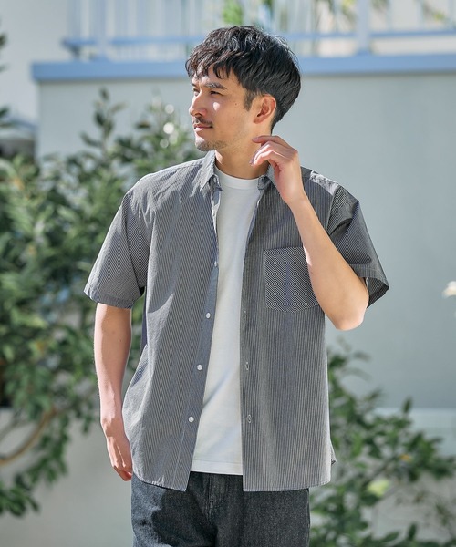 FOUND GOOD(ファウンドグッド)の「ストライプSSシャツ(シャツ/ブラウス・メンズ・ブラック/ホワイト系1/グレー系/ブルー系・XL/L/M)」の3枚目の写真