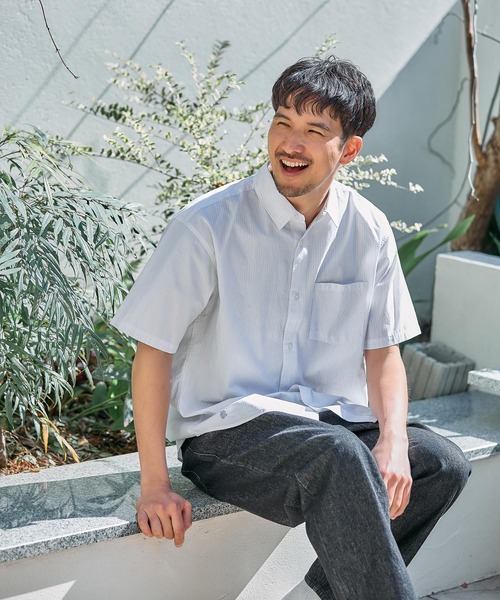 FOUND GOOD(ファウンドグッド)の「ストライプSSシャツ(シャツ/ブラウス・メンズ・ブラック/ホワイト系1/グレー系/ブルー系・XL/L/M)」の6枚目の写真