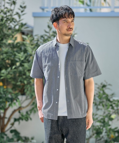 FOUND GOOD(ファウンドグッド)の「ストライプSSシャツ(シャツ/ブラウス・メンズ・ブラック/ホワイト系1/グレー系/ブルー系・XL/L/M)」の8枚目の写真