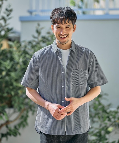 FOUND GOOD(ファウンドグッド)の「ストライプSSシャツ(シャツ/ブラウス・メンズ・ブラック/ホワイト系1/グレー系/ブルー系・XL/L/M)」の9枚目の写真