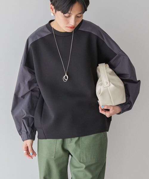 AMERICAN HOLIC（アメリカンホリック）の「異素材コクーンポンチプルオーバー（スウェット・レディース・ライトイエロー/ブラック/オフホワイト/ライトグレー/ネイビー・L/M）」の7枚目の写真