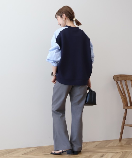 AMERICAN HOLIC（アメリカンホリック）の「異素材コクーンポンチプルオーバー（スウェット・レディース・ライトイエロー/ブラック/オフホワイト/ライトグレー/ネイビー・L/M）」の12枚目の写真