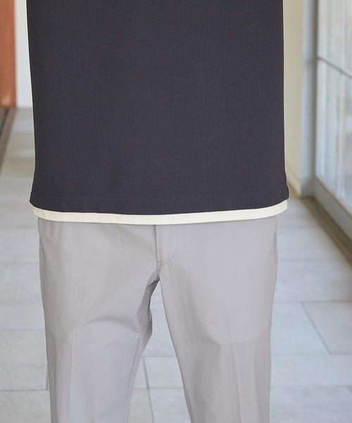 UNION STATION(ユニオンステーション)の「ふくれジャガード フェイクレイヤードキーネックT(Tシャツ/カットソー・メンズ・グレイッシュベージュ/ブラック/ブルー/ネイビー/ホワイト・M/L/LL)」の21枚目の写真