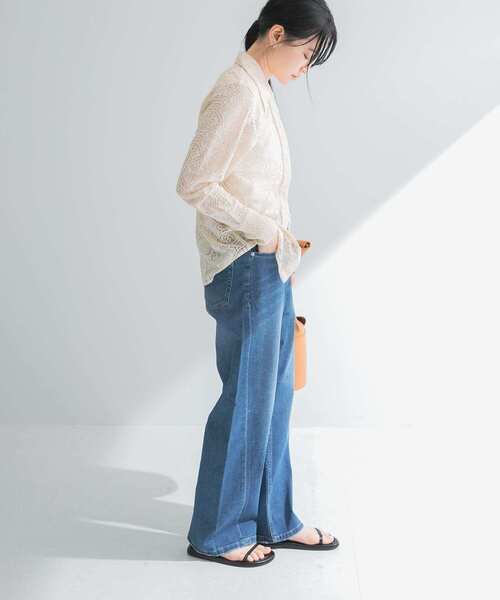 URBAN RESEARCH（アーバンリサーチ）の「『3サイズ展開』綿麻デニムワイドストレートパンツ（デニムパンツ・レディース・ブルー・36/38/40）」の18枚目の写真