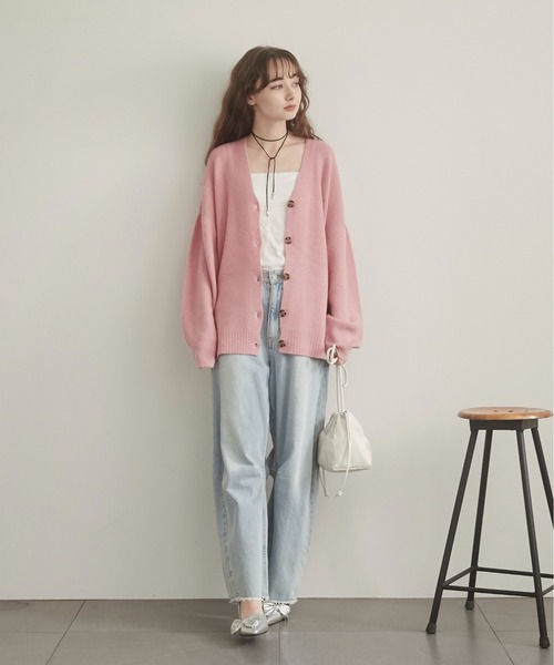 ANGIE（アンジー）の「ニットカーディガン（カーディガン/ボレロ・レディース・ライム・FREE）」の2枚目の写真