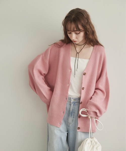 ANGIE（アンジー）の「ニットカーディガン（カーディガン/ボレロ・レディース・ライム・FREE）」の5枚目の写真