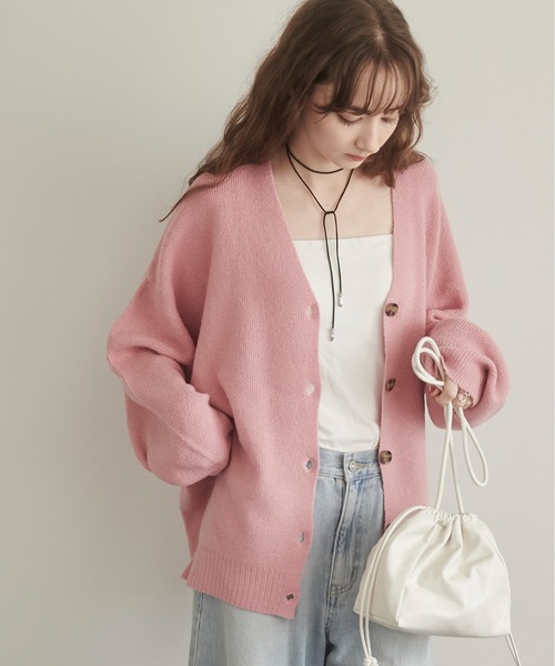 ANGIE（アンジー）の「ニットカーディガン（カーディガン/ボレロ・レディース・ライム・FREE）」の6枚目の写真