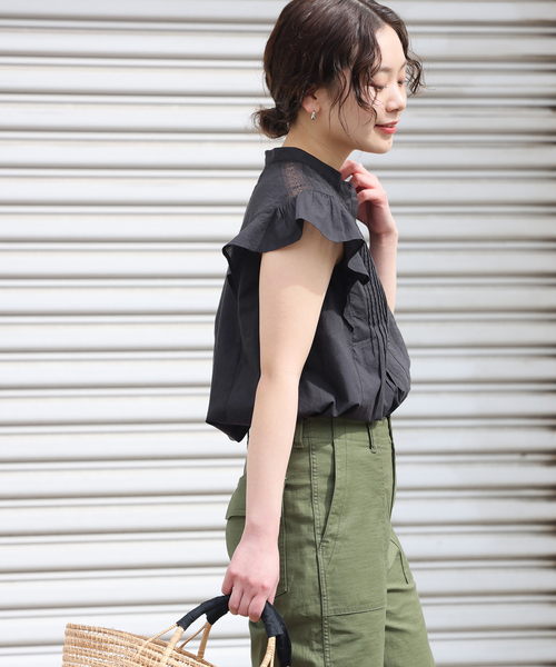 JOURNAL STANDARD relume(ジャーナルスタンダード レリューム)の「手洗い可 / フレンチフリルレースブラウス(シャツ/ブラウス・レディース・ブラック/ホワイト・FREE)」の8枚目の写真