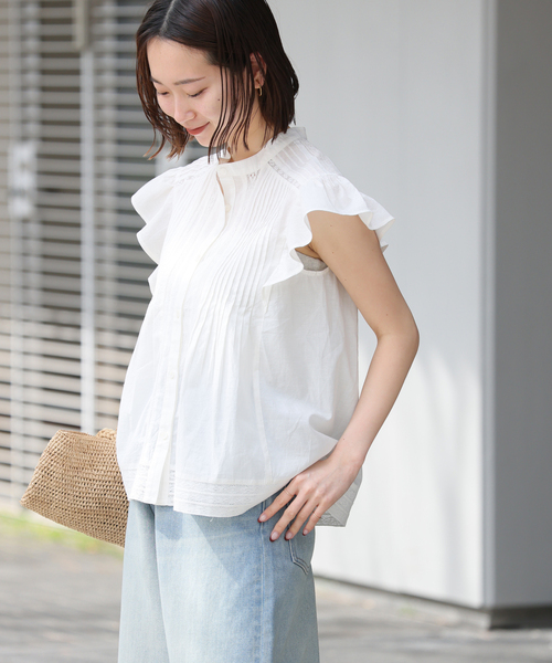 JOURNAL STANDARD relume(ジャーナルスタンダード レリューム)の「手洗い可 / フレンチフリルレースブラウス(シャツ/ブラウス・レディース・ブラック/ホワイト・FREE)」の16枚目の写真
