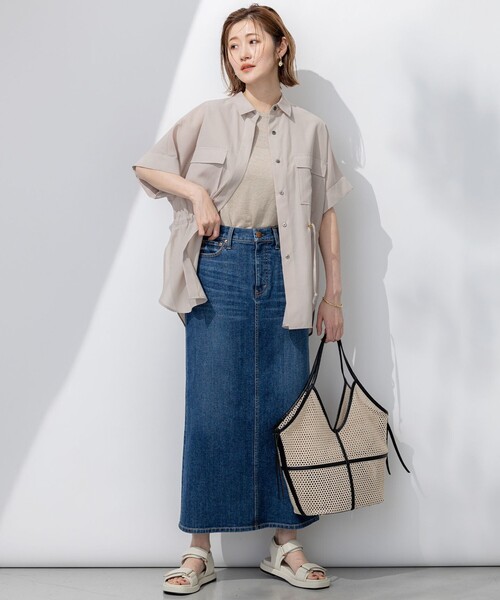 23区 完売【洗える】ライトシアーマットクロス ミリタリーディティール シャツ 洗える】ライトシアーマットクロス ミリタリーディティール シャツ