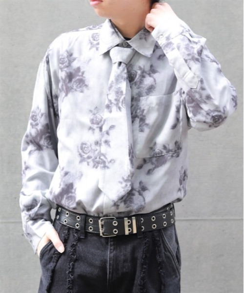 AXES-X(アクシーズエックス)の「タイ付ボカシローズシャツ(シャツ/ブラウス・メンズ・パープル/グレー/ピンク・MEDIUM/LARGE/X-LARGE)」の2枚目の写真