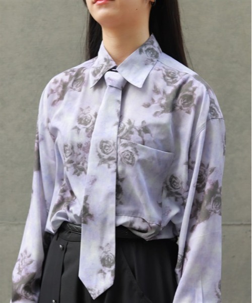 AXES-X(アクシーズエックス)の「タイ付ボカシローズシャツ(シャツ/ブラウス・メンズ・パープル/グレー/ピンク・MEDIUM/LARGE/X-LARGE)」の7枚目の写真