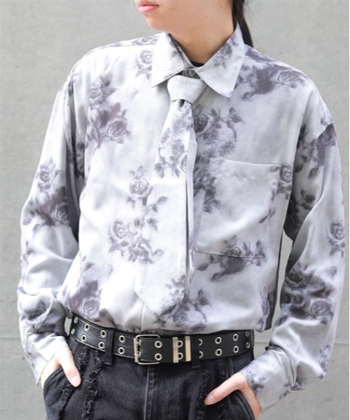 AXES-X(アクシーズエックス)の「タイ付ボカシローズシャツ(シャツ/ブラウス・メンズ・パープル/グレー/ピンク・MEDIUM/LARGE/X-LARGE)」の10枚目の写真