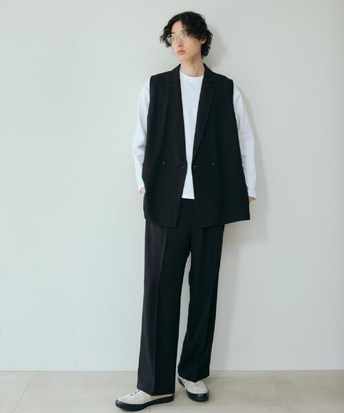 THE SHOP TK （ザ ショップ ティーケー ）の「タックワイドスラックス【セットアップ可/洗濯機OK】（その他パンツ・メンズ・グレー系2/ブラック・02/03）」の6枚目の写真