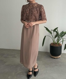 レースバックリボンIラインドレス 結婚式 二次会 成人式 同窓会 パーティードレス オケージョンドレス お呼ばれワンピース