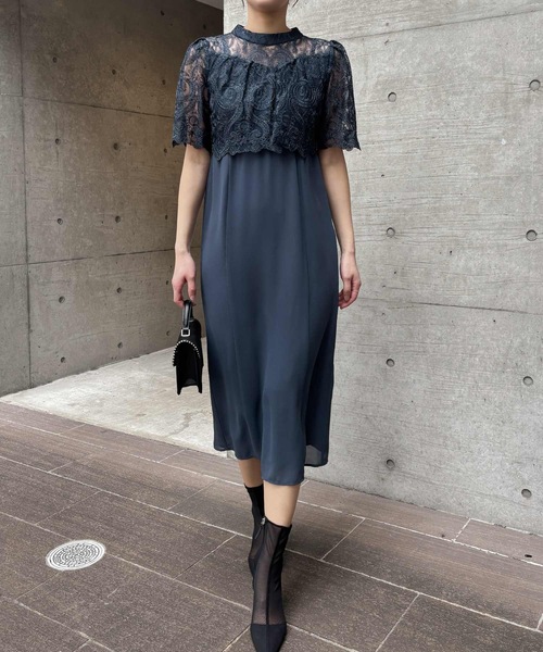aity（アイティ）の「レースバックリボンIラインドレス  結婚式 二次会 成人式 同窓会 パーティードレス オケージョンドレス お呼ばれワンピース（ドレス・レディース・ブラック/ピンクベージュ/ダークネイビー/ボルドー・38(M)）」の3枚目の写真
