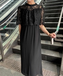 レースバックリボンIラインドレス 結婚式 二次会 成人式 同窓会 パーティードレス オケージョンドレス お呼ばれワンピース