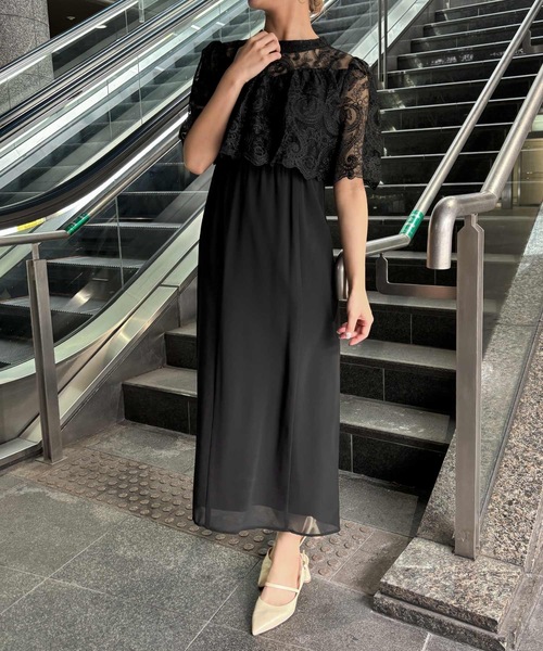 aity（アイティ）の「レースバックリボンIラインドレス  結婚式 二次会 成人式 同窓会 パーティードレス オケージョンドレス お呼ばれワンピース（ドレス・レディース・ブラック/ピンクベージュ/ダークネイビー/ボルドー・38(M)）」の5枚目の写真