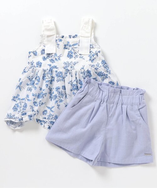 apres les cours（アプレレクール）の「【ジュニア対応】ヴィンテージフラワーセットアップ＿アプレレクールマシェリ（セットアップ・キッズ・ブルー/レッド・90/100/110/120/130/140）」の8枚目の写真