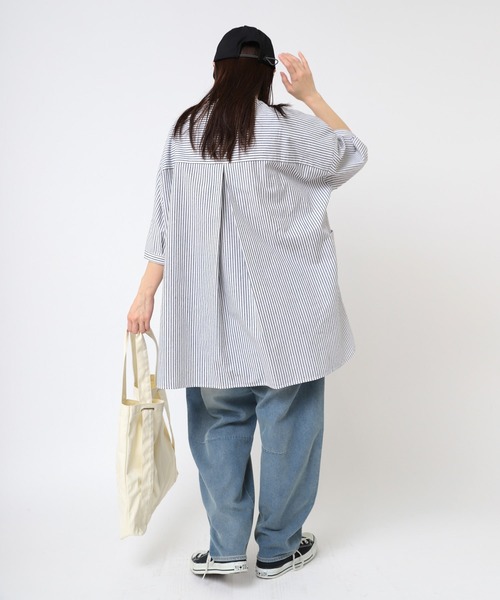 URCH RNA(アーチ アールエヌエー)の「B2878 アトリエチュニックハーフスリーブシャツ2(シャツ/ブラウス・レディース・ベージュ系その他/ホワイト×ブラック/ピンク/ホワイト/オフホワイト/ブルー系その他/ミント・FREE)」の12枚目の写真