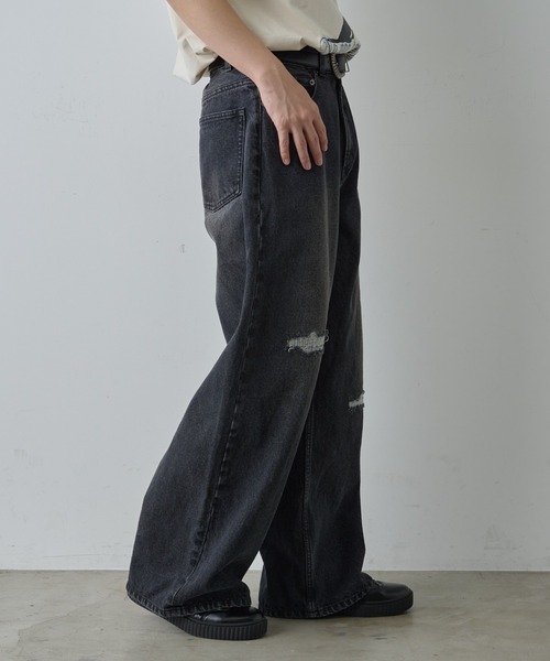 COLONY 2139（コロニートゥーワンスリーナイン）の「ワイドストレートクラッシュデニム（デニムパンツ・メンズ・サックスブルー/ブラック系その他・SMALL/MEDIUM/LARGE）」の6枚目の写真