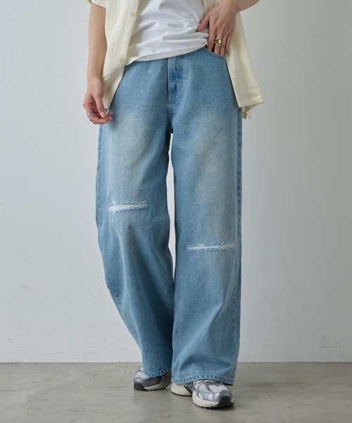 COLONY 2139（コロニートゥーワンスリーナイン）の「ワイドストレートクラッシュデニム（デニムパンツ・メンズ・サックスブルー/ブラック系その他・SMALL/MEDIUM/LARGE）」の14枚目の写真