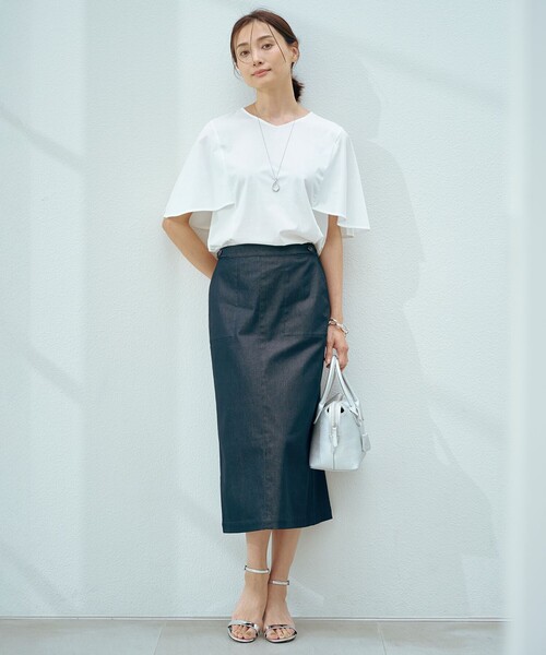 J.PRESS(ジェイプレス)の「【洗える・接触冷感】プレーティングジャージー ケープ風 カットソー(Tシャツ/カットソー・レディース・ホワイト系/スカイブルー系/ベージュ系/ブラック系・T15/T13)」の5枚目の写真