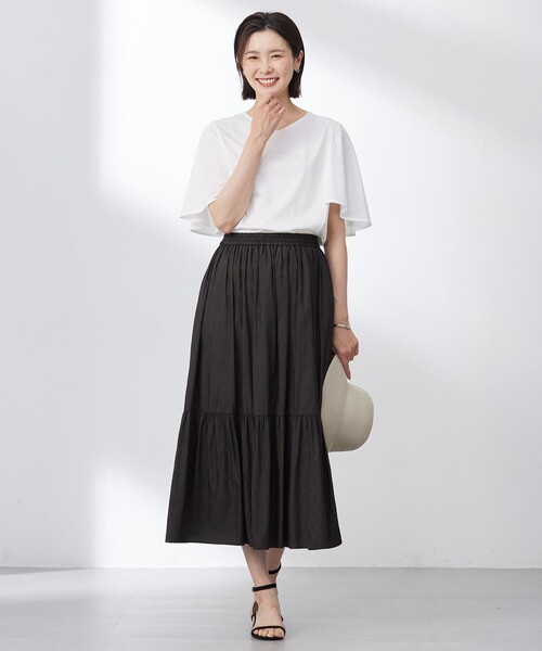 J.PRESS(ジェイプレス)の「【洗える・接触冷感】プレーティングジャージー ケープ風 カットソー(Tシャツ/カットソー・レディース・ホワイト系/スカイブルー系/ベージュ系/ブラック系・T15/T13)」の7枚目の写真