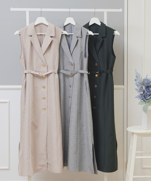 ベスト ジレ トレンチ風 ロング ワンピース ＆ ジレ Prima Scherrer レディース トレンチ風 ロング ワンピース & ジレ Prima Scherrer（ベスト