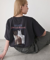 【forksy.】アソート キャットプリント 半袖Tシャツ