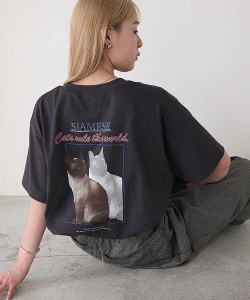 セール】【forksy.】アソート キャットプリント 半袖Tシャツ（T