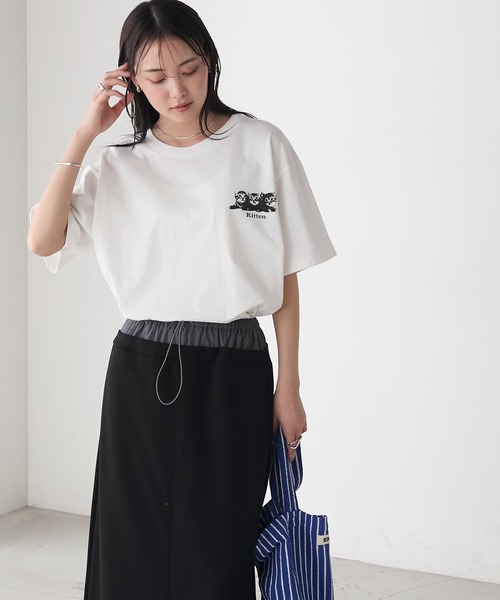 forksy.(フォルクシー)の「【forksy.】アソート キャットプリント 半袖Tシャツ(Tシャツ/カットソー・レディース・ライトピンク/ブラック/ホワイト/ライトグレー・FREE)」の17枚目の写真