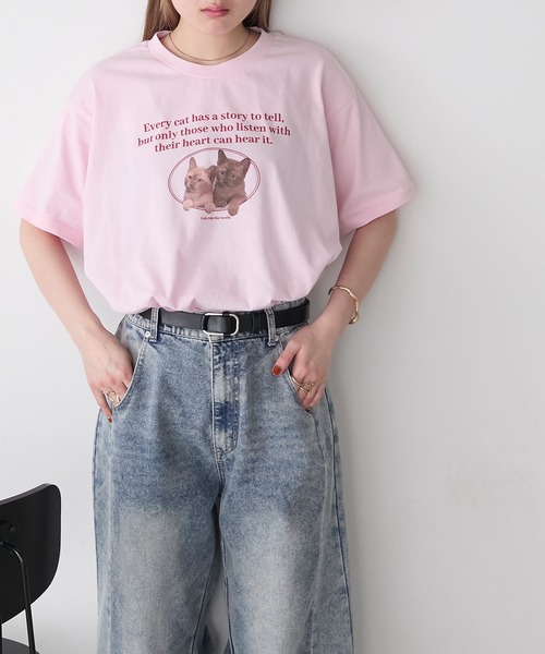 Tシャツ・カットソー Fallett Annoing Cat Short sleeve 4HA101 Fallett(ファレ)のレディース Tシャツ・カットソー 人気アイテム