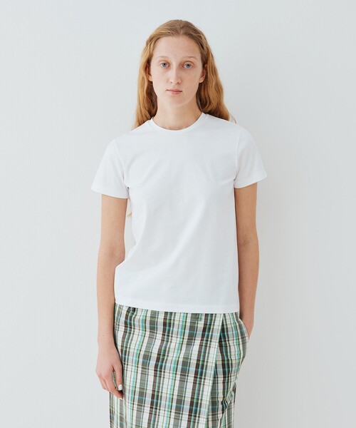 GALERIE VIE(ギャルリー ヴィー)の「ファインコットン クルーネックTシャツ(Tシャツ/カットソー・レディース・ホワイト/ネイビー/グレー/ライトグレー・FREE)」の6枚目の写真