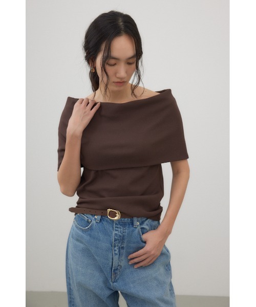 crie conforto（クリーコンフォルト）の「オフショルダープルオーバー（Tシャツ/カットソー・レディース・ブラウン/ネイビー/オフホワイト/ブラック・FREE）」の16枚目の写真