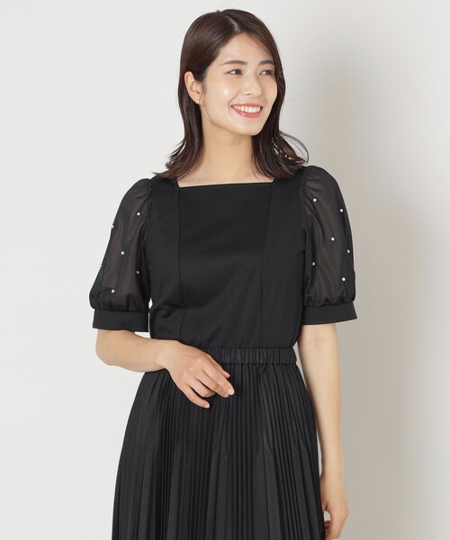TO BE CHIC カットソー TO BE CHIC tシャツ リボンネック スリーブコンビカットソー