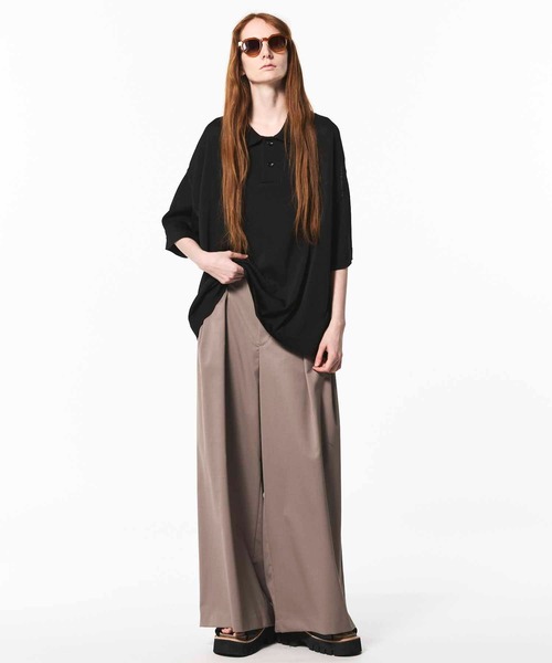 MAISON SPECIAL(メゾンスペシャル)の「《UNISEX》OUTLAST Prime-Over Crew Neck Knit Polo Shirt/アウトラストプライムオーバークルーネックニットポロシャツ【MAISON SPECIAL/メゾンスペシャル】(ポロシャツ・メンズ・バーガンディー/ライム/グレイッシュベージュ/ブラック・2/1)」の5枚目の写真