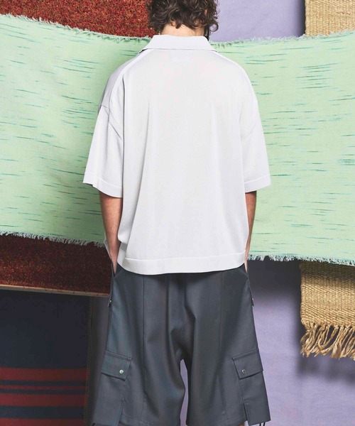 サマーニットポロシャツ/MAISON SPECIAL/ブラウン UNISEX》OUTLAST Prime-Over Crew Neck Knit Polo Shirt/アウト