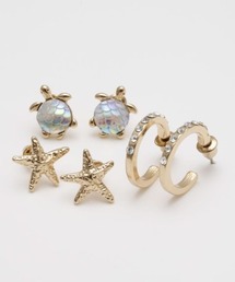 AMINA COLLECTION（アミナコレクション）の「Kahiko/カヒコ ピアス ホヌスタフィー 3組セット 4CBZ5102（ピアス（両耳用））」