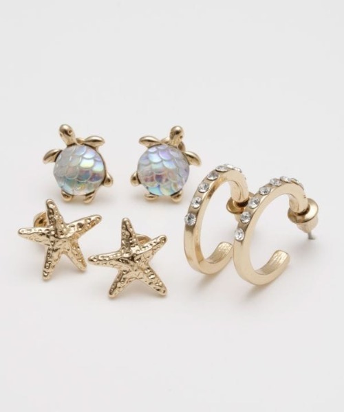 AMINA COLLECTION(アミナコレクション)の「Kahiko/カヒコ ピアス ホヌスタフィー 3組セット 4CBZ5102(ピアス(両耳用)・レディース・シルバー/ゴールド・FREE)」の2枚目の写真
