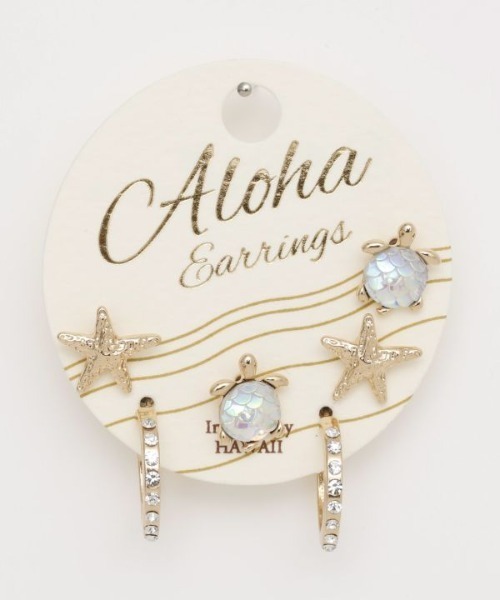 AMINA COLLECTION(アミナコレクション)の「Kahiko/カヒコ ピアス ホヌスタフィー 3組セット 4CBZ5102(ピアス(両耳用)・レディース・シルバー/ゴールド・FREE)」の10枚目の写真