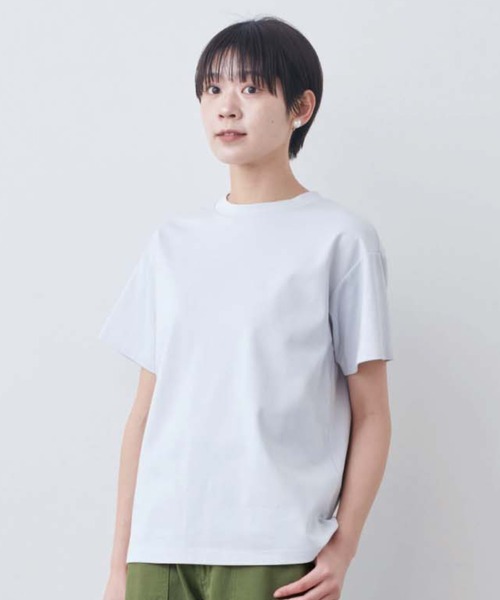 THREE FIFTY STANDARD（スリーフィフティースタンダード）の「ＴＨＲＥＥ　ＦＩＦＴＹ　ＳＴＡＮＤＡＲＤ　シルキーな肌ざわりのベーシックなＴシャツ（Tシャツ/カットソー・レディース・ライトブルーグレー/ネイビー/オフホワイト・M/L/LL）」の3枚目の写真
