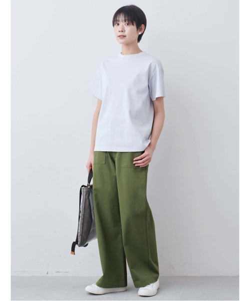 THREE FIFTY STANDARD（スリーフィフティースタンダード）の「ＴＨＲＥＥ　ＦＩＦＴＹ　ＳＴＡＮＤＡＲＤ　シルキーな肌ざわりのベーシックなＴシャツ（Tシャツ/カットソー・レディース・ライトブルーグレー/ネイビー/オフホワイト・M/L/LL）」の9枚目の写真