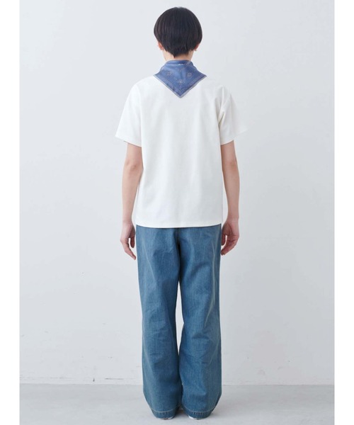 THREE FIFTY STANDARD（スリーフィフティースタンダード）の「ＴＨＲＥＥ　ＦＩＦＴＹ　ＳＴＡＮＤＡＲＤ　シルキーな肌ざわりのベーシックなＴシャツ（Tシャツ/カットソー・レディース・ライトブルーグレー/ネイビー/オフホワイト・M/L/LL）」の8枚目の写真