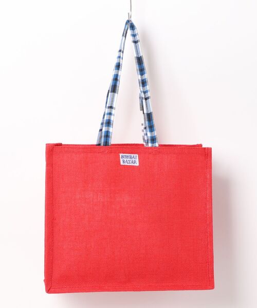 HOLLYWOOD RANCH MARKET（ハリウッドランチマーケット）の「BOMBAY BAZAR ｼﾞｭｰﾄﾊﾞｯｸﾞ MEDIUM（トートバッグ・メンズ・ホワイト/レッド/ネイビー・ONE SIZE）」の3枚目の写真