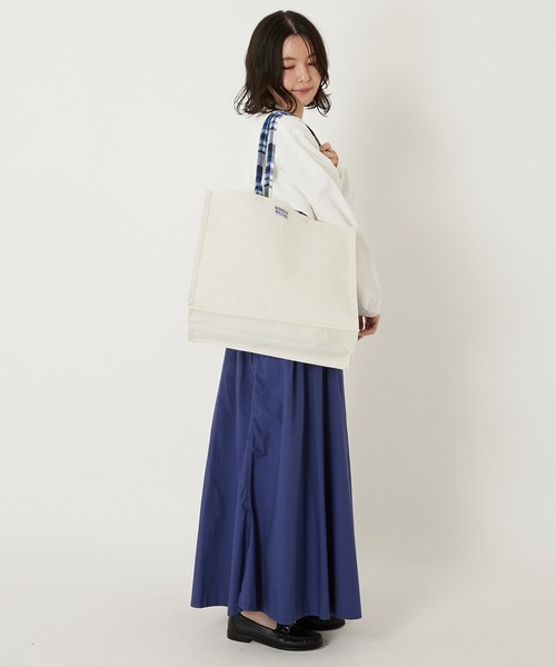 HOLLYWOOD RANCH MARKET（ハリウッドランチマーケット）の「BOMBAY BAZAR ｼﾞｭｰﾄﾊﾞｯｸﾞ MEDIUM（トートバッグ・メンズ・ホワイト/レッド/ネイビー・ONE SIZE）」の8枚目の写真